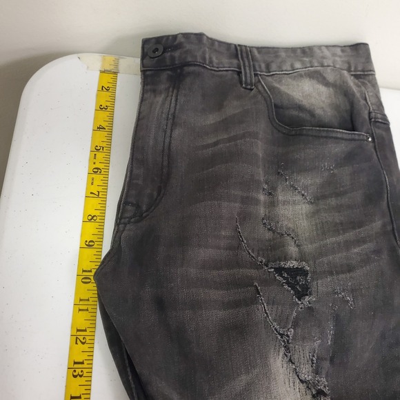 Smoke Rise Mens Distressed Moto Skinny Jeans Size 42/32 Black Alternative Grunge - Picture 9 of 12